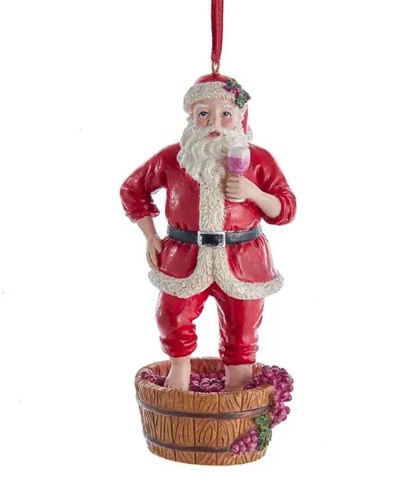 Item 104590 Santa Stomping Grapes Ornament