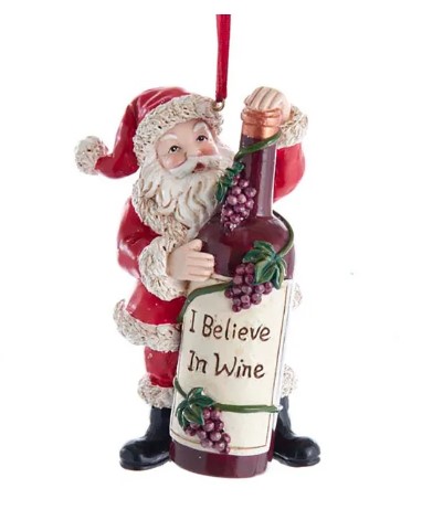 Item 104597 Believe In Wine Santa Ornament