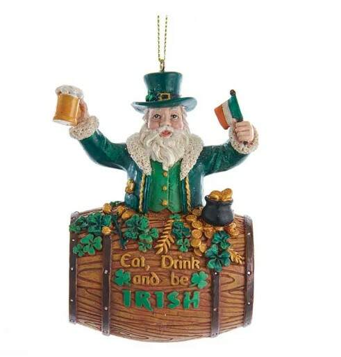 Item 104606 Irish Santa In Barrel Ornament