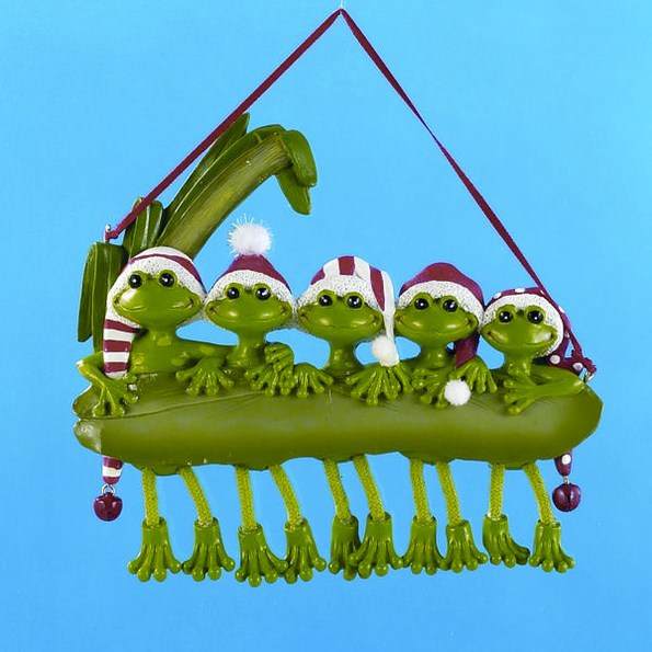 Item 104641 Family of 5 Frogs Ornament