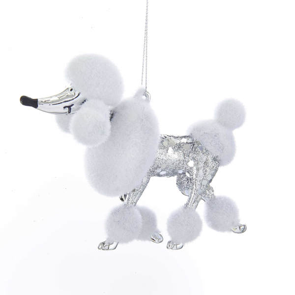 Item 104835 Shiny Silver Poodle Ornament