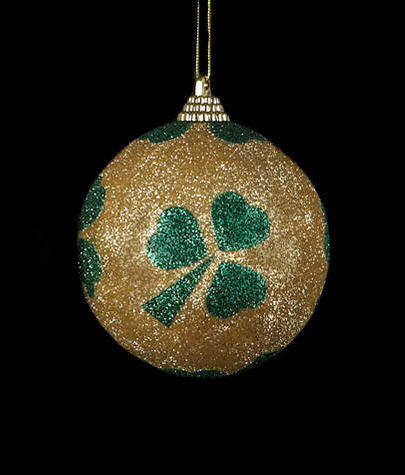 Item 104981 Gold Glittered Shamrock Ball Ornament