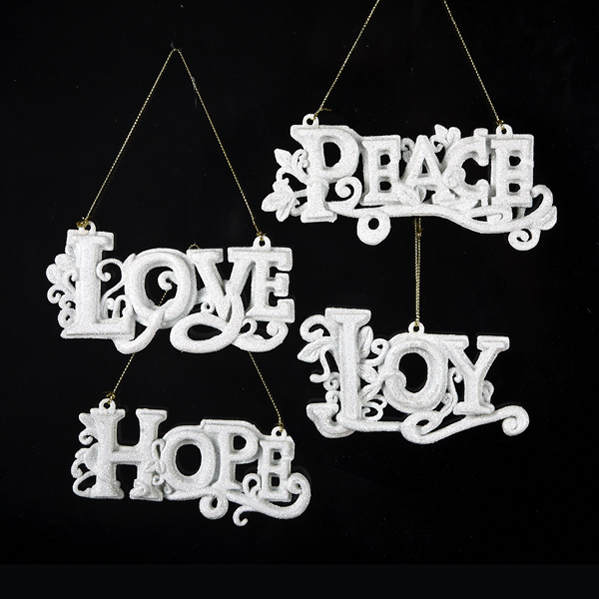 Item 105140 White Word Sign Ornament