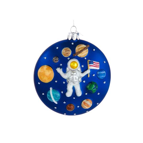 Item 105246 Glass Astronaut With Planets Ornament