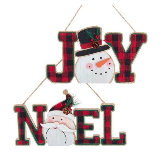 Item 105327 Noel/Joy Snowman/Santa Ornament