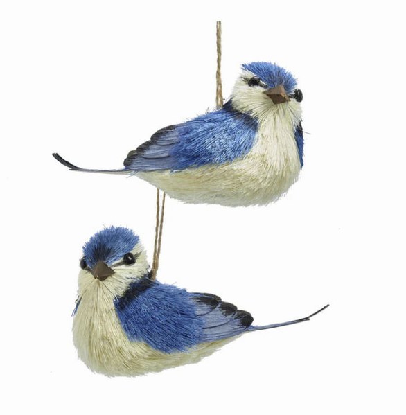 Item 105344 Blue Jay Sisal Bird Ornament