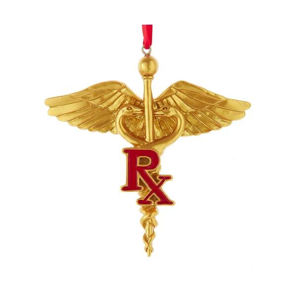 Item 105414 Gold Caduceus Pharmacist Ornament