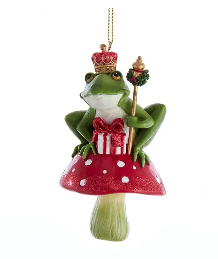 Item 105577 Frog Prince On Mushroom Ornament