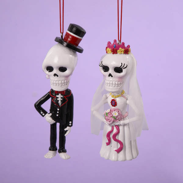 Item 105596 Day of the Dead Skull Groom/Bride Ornament 
