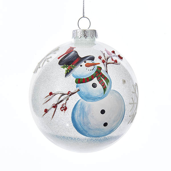 Snowman With Berries & Cardinals Ball Ornament - Item 105645 | The ...