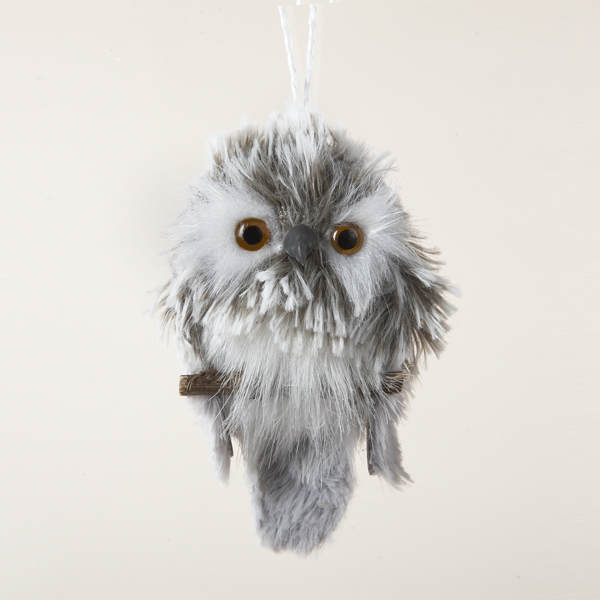Item 105704 Furry Gray Owl Ornament