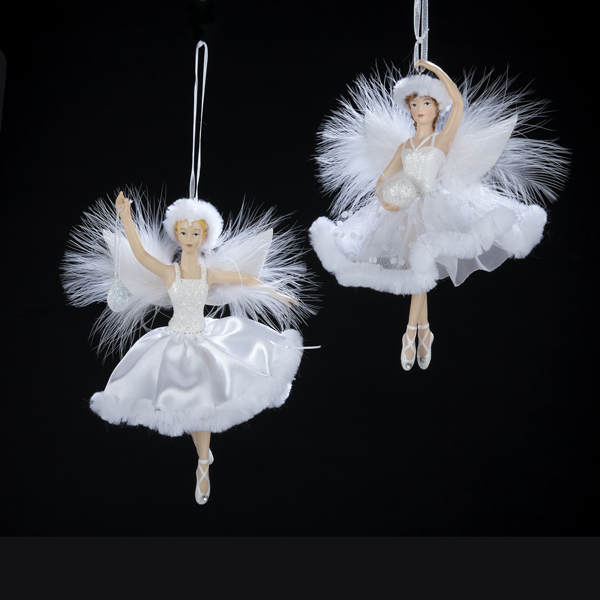 Item 105723 White Feathery Ballet Ornament