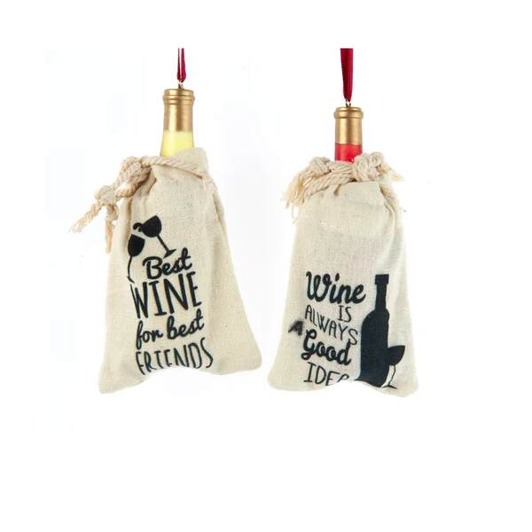 Item 105777 Wine Bag With Saying Ornament