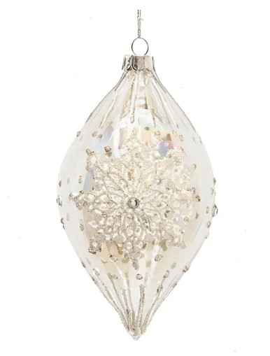 Item 105832 Clear Glass Snowflake Finial Ornament