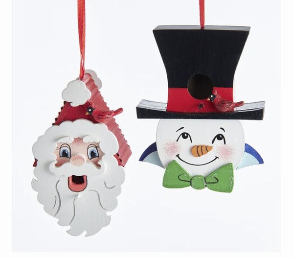 Item 105890 Santa/Snwmn Head Birdhouse Ornament