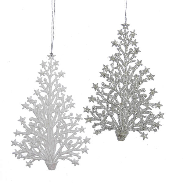 Item 106004 Glittered Silver Christmas Tree Ornament