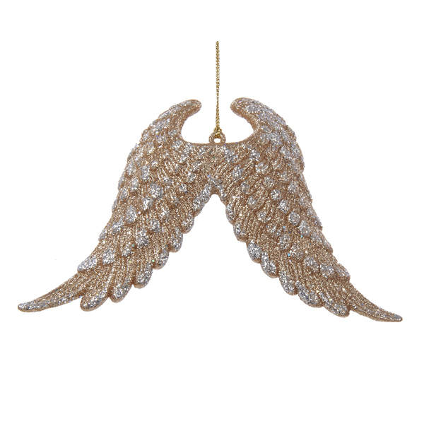 Item 106021 Glittered Gold/Silver Angel Wings Ornament