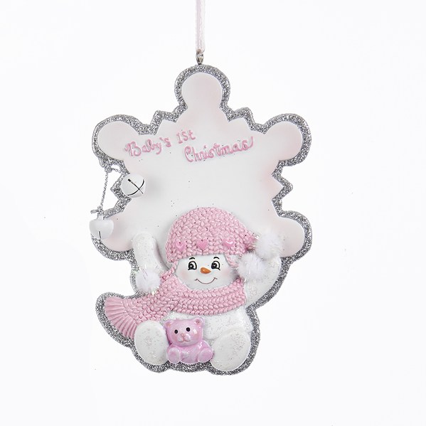 Item 106143 Baby's First Christmas Girl Snowman With Snowflake Ornament