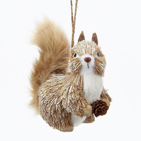Item 106151 Brown/White Squirrel With Pine Cone Ornament