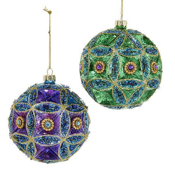 Item 106169 Peacock Jeweled Ball Ornament