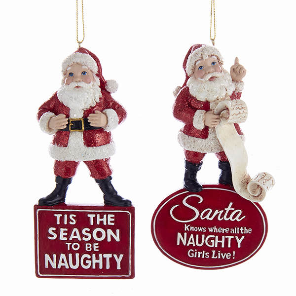 Item 106236 Santa On Naughty Sign Ornament