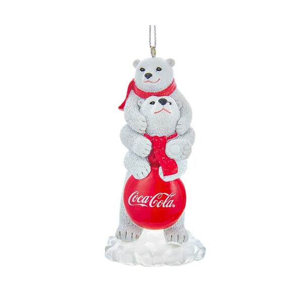 Item 106254 Pair of Polar Bears With Coca-Cola Sign Ornament