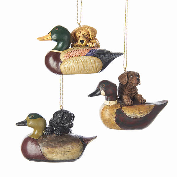 Item 106282 Puppy With Duck Decoy Ornament