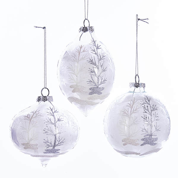 Item 106300 White Feather With Trees Ornament