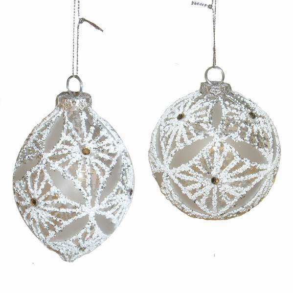 White Pattern Finial/Ball Ornament - Item 106304 | The Christmas Mouse