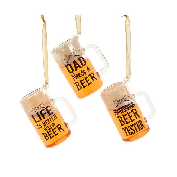 Item 106317 Glass Beer With Words Ornament