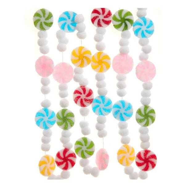 Item 106333 Candy Frosted Garland With Pom Poms