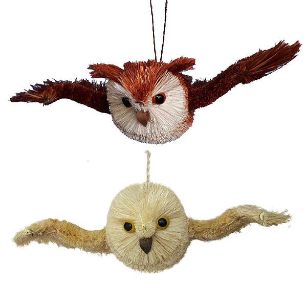 Item 106388 Flying Brown/White Owl Ornament