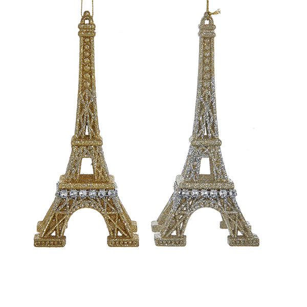 Item 106426 Gold/Silver Eiffel Tower Ornament