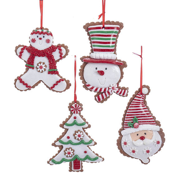 Item 106459 Gingerbread Snowman/Santa/Boy/Tree Ornament