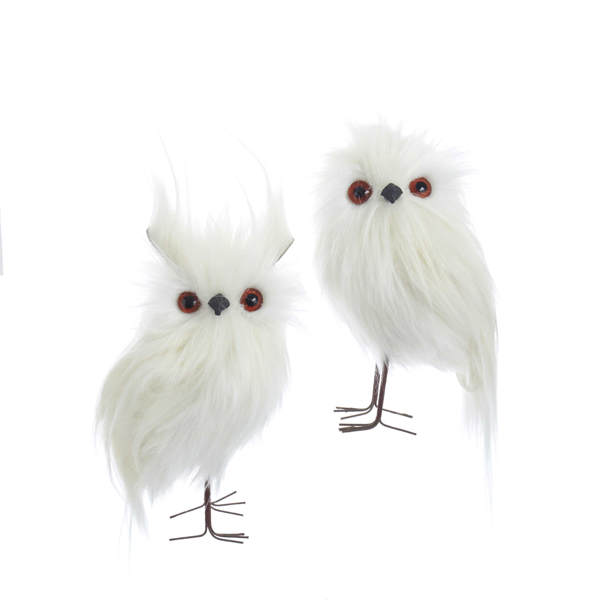 Item 106521 White Furry Owl Ornament