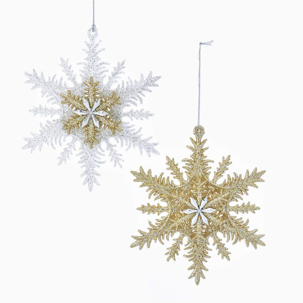 Item 106537 Gold/Silver 3D Snowflake Ornament