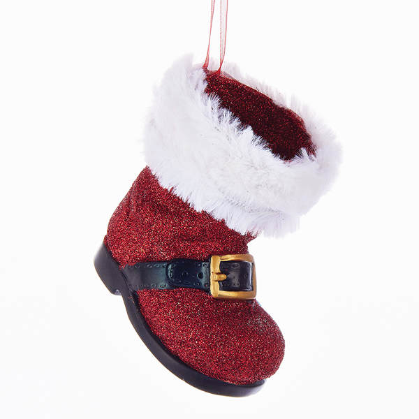 Item 106555 Red Glittered Santa Boot Ornament
