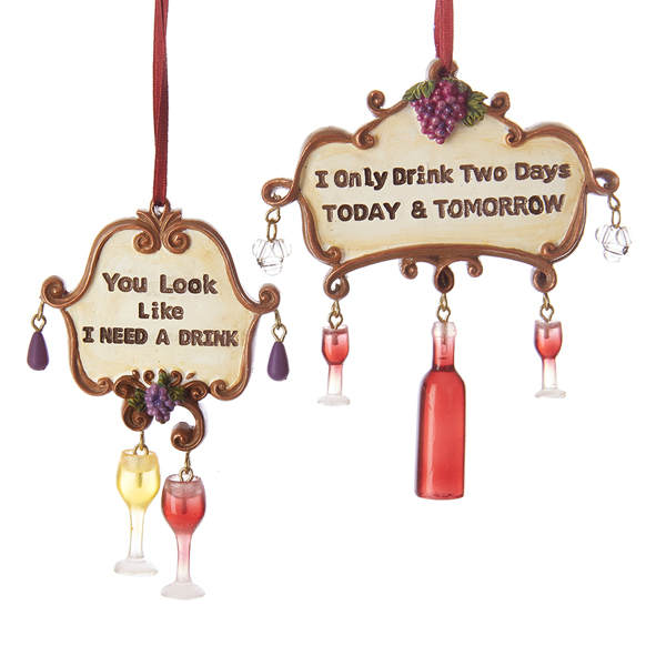 Item 106576 Wine Bottle/Glass Ornament