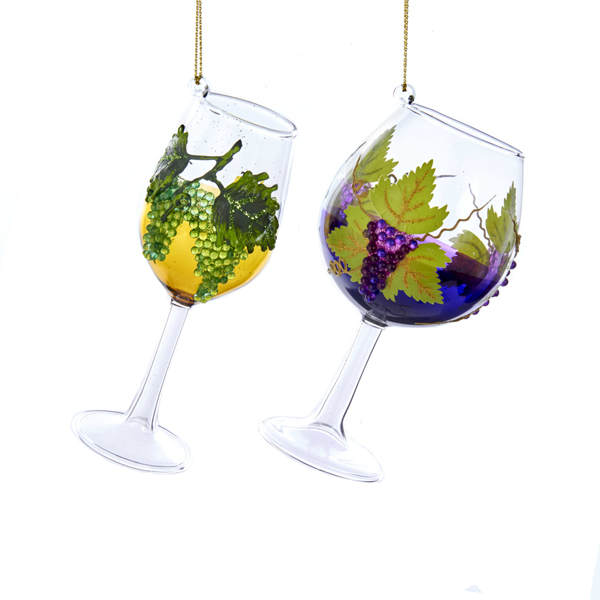 Item 106583 Grape Pattern Wine Glass Ornament