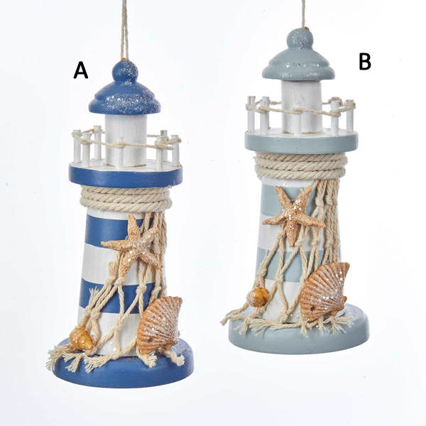 Item 106621 Lighthouse With Rope/Starfish Ornament