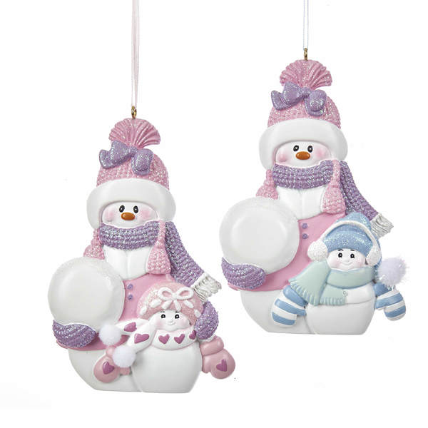 Item 106657 Snowman Single Mother With Boy/Girl Ornament