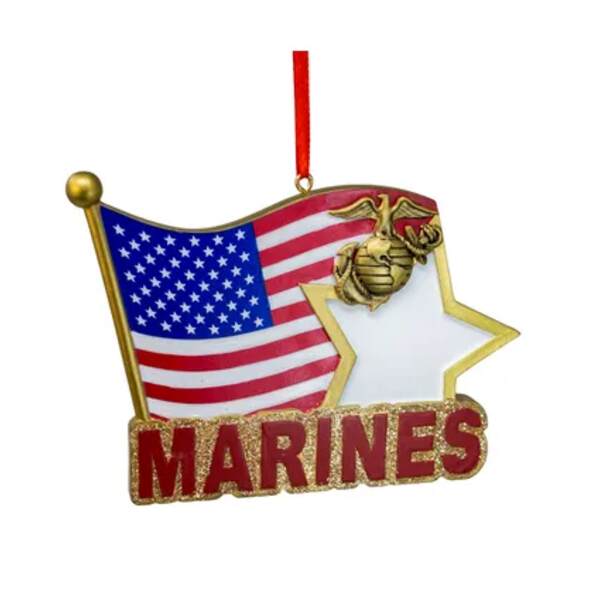 Item 106701 Marines Star With Flag Ornament