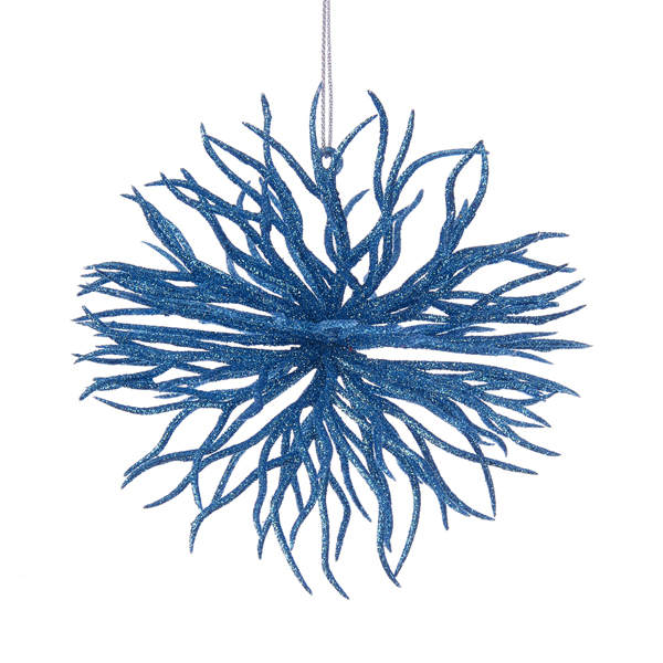 Item 106736 Blue Wavy Spike Ball Ornament