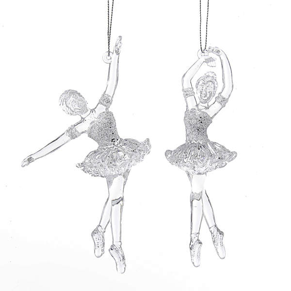 Item 106847 Clear Glittered Ballerina Ornament