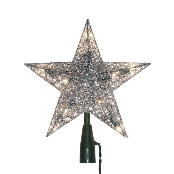 Item 106851 Silver Wire Star Tree Topper With 10 Lights