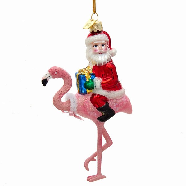 Item 106912 Noble Gems Santa With Flamingo Ornament