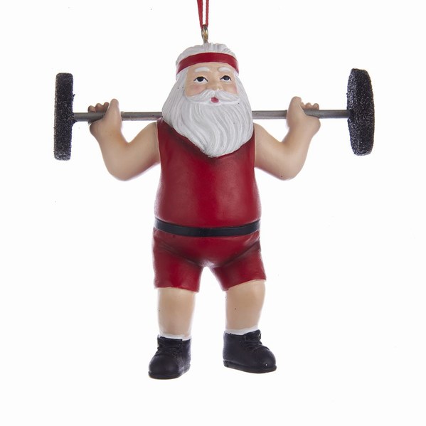 Item 106946 Weightlifter Santa Ornament