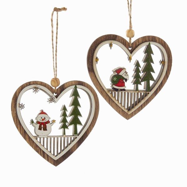 Item 106982 Heart With Snowman/Santa Ornament