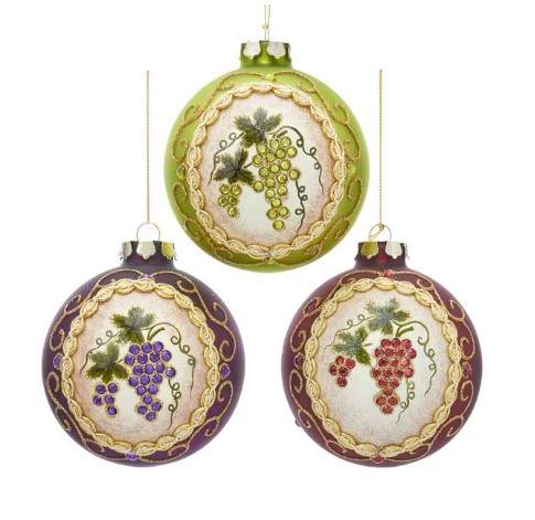 Item 107006 Glass Ball Grape Pattern Ornament
