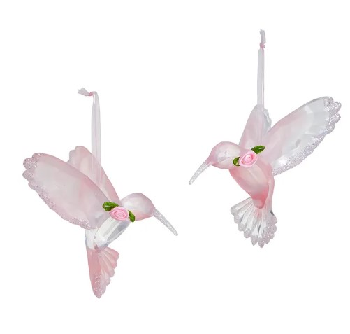 Item 107011 Blush Boho Chic Pink Hummingbird Ornaments
